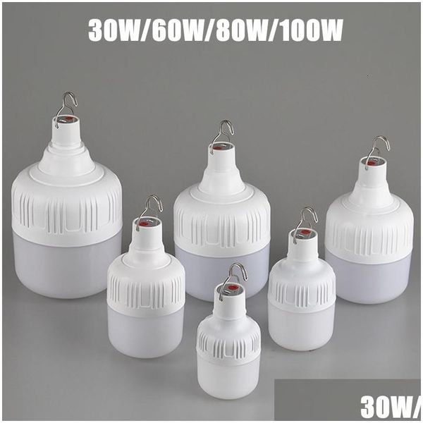 Tragbare Laternen 1-10pcs Cam Lantern USB wiederaufladbare LED-Notleuchten Außenlampe mit Haken BB Batterie BBQ Zelte Home Decor Dro Dhogj