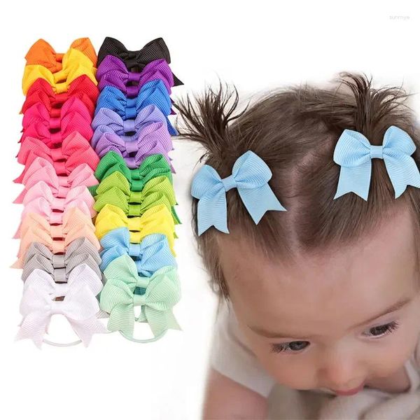 Haarzubehör 40pcs Ribbon Zöhne Bögen elastische Gummi -Krawatten Banden Halter Kopfbedeckung Kopf für Baby -Mädchen Säuglinge