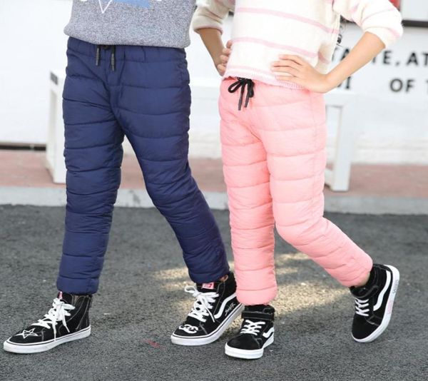 Espalhar calças de neve de inverno para meninos meninas meninas ajustáveis Cantura alta roupas quentes infantis calças de esqui calça Long T2001034325195