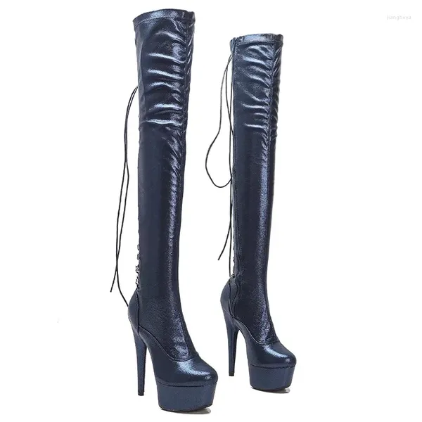 Tanzschuhe Auman Ale 15cm/6 Zoll pu obere sexy exotische High Heel -Plattform Party Frauen über den Kniestiefeln 071