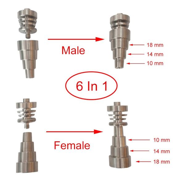 Evrensel Sigara Ti Banger Tırnak Tipleri Dabber Gr2 Titanyum Tırnaklar Isıtma Teçhizatları 6 İçinde 1 10mm 14mm 18mm Erkek Kadın Su için Karşılaştırmalı Bong Boru