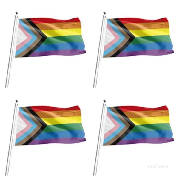 Gökkuşağı Bayrağı Lezbiyen Gay Pride Polyester LGBT Bayrak Banner El Sallama Festivali Eşcinsel Banner Parti Malzemeleri 0413