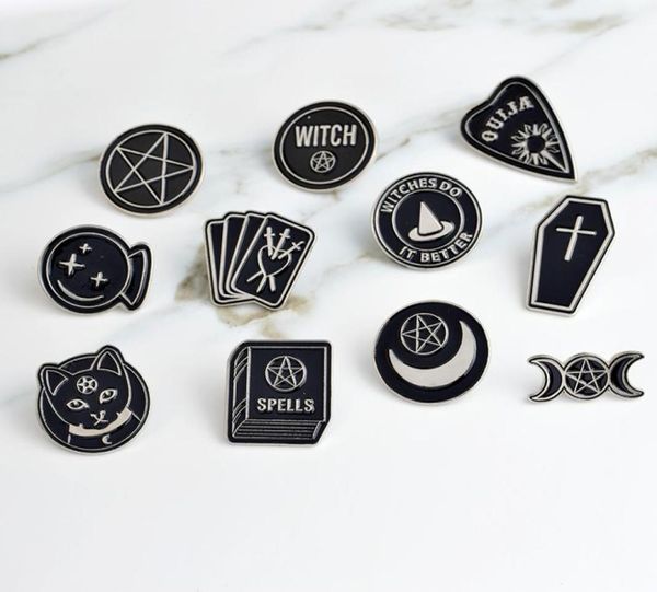 Stretche Fare It Better Witch Ouija Spells Black Moon Pin Accessorio Badge Balches Backpack con perno smaltato per lana Bag6592509