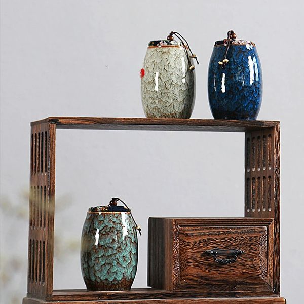 Moderne Stil Keramik Tee Caddies Kung Fu Tee Set Accessoires tragbare Tee -Aufbewahrungsglas -Accessoires Home Decor 240401