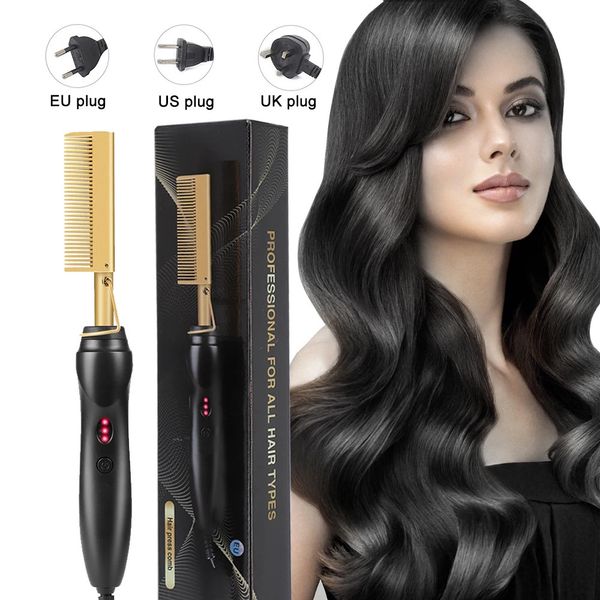 Alisador de cabelo profissional para perucas aquecidas aquecimentos elétricos pente pente de cabelo alisamento de curling pente 240401