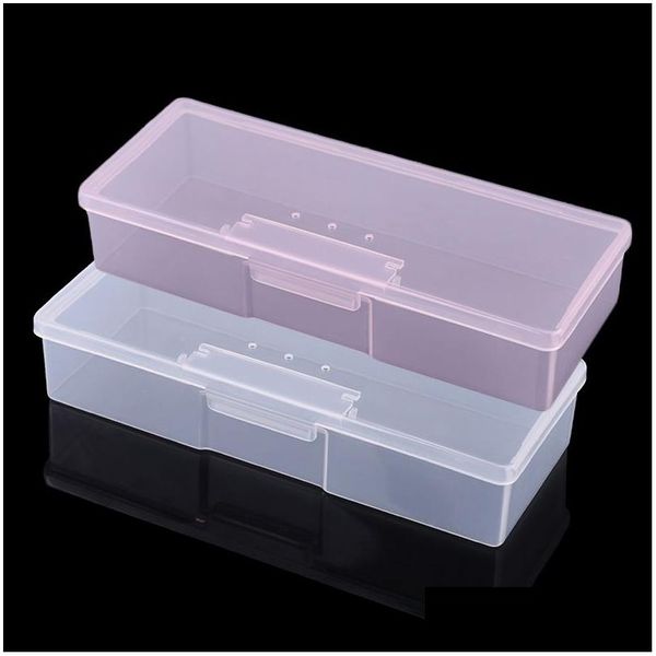 Cassette di stoccaggio bins in plastica trasparente unghie di manicure di manicure scatola punteggiatura ding penne rettifica file di macinazione del tampone organizzatore contenitore Dh3quio dh3quio