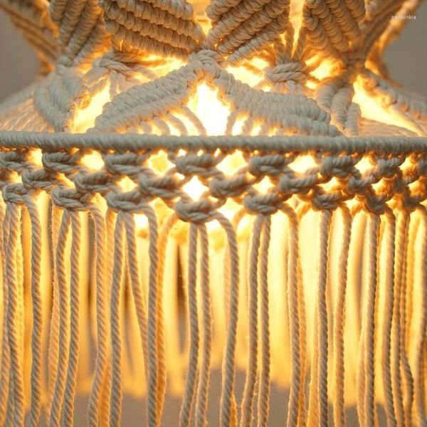 Taquestres Macrame Lamp Shade Boho pendurado Pingente Light Cover Office Office Quarto da sala de estar decoração de casa