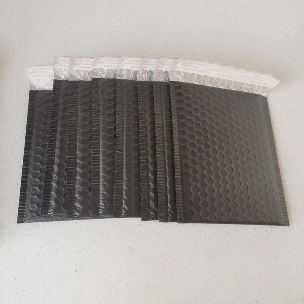 Hediye sargısı 15x25cm 25pcs/lot küçük mat siyah kabarcık zarfı postacı plastik şok geçirmez ambalaj çantaları