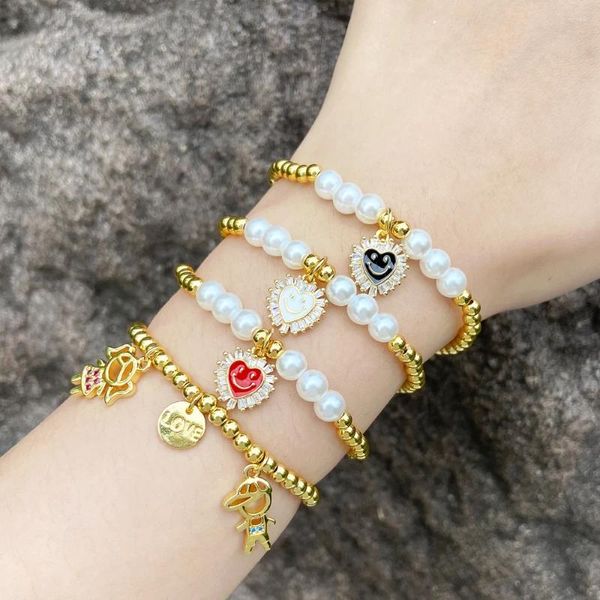 Bracelets de charme Flola Cry Crystal Boys and Girls for Women Gold Bated Chain Chain Heart Jewelry Pulseras Mujer Brtk74