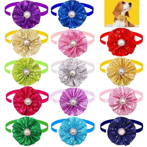 Köpek giyim 20/50pcs elmas bowtie shinny bow tie yaka köpekler için ayarlanabilir evcil hayvan bowties tımar aksesuarları küçük