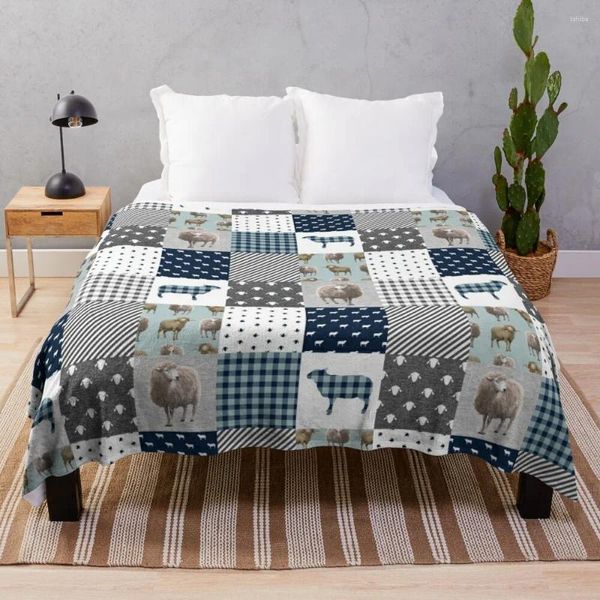 Decken Animal Checkerboard Muster Schaf werfen Decke weich für Sofa dünn dekorativ