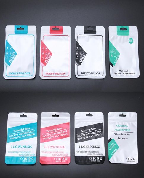 105x15cm Renkli fermuar perakende ambalaj çantası iPhone x 8 7 6s Samsung S8 MP3 MP4 Bluetooth Kulaklık 4714109 için Süper Bas Kulaklık