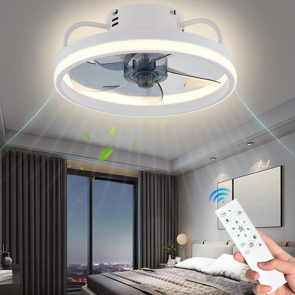 55w Fãs de teto inteligente Fãs com luzes de controle remoto decoração de quarto Lâmpada ventiladora 33cm 50cm Air Invisible Blades Silencioso