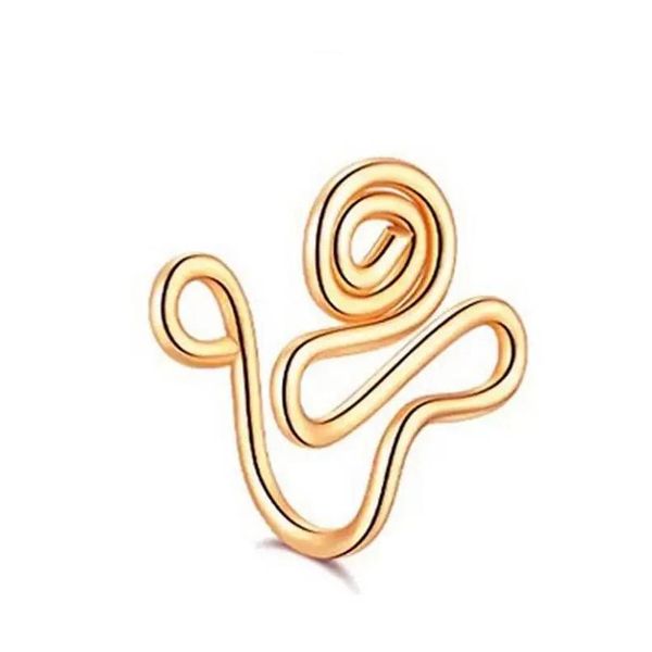 Schermo anelli del naso a spirale a spirale finta piercing punk oro clip a colori sieie