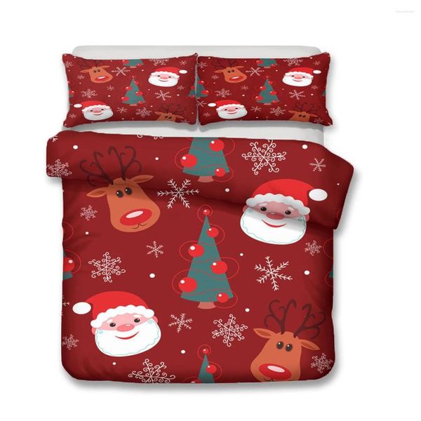 Bettwäsche Sets süßer Moose Santa Claus 3d Digital Weihnachtsdruck weich