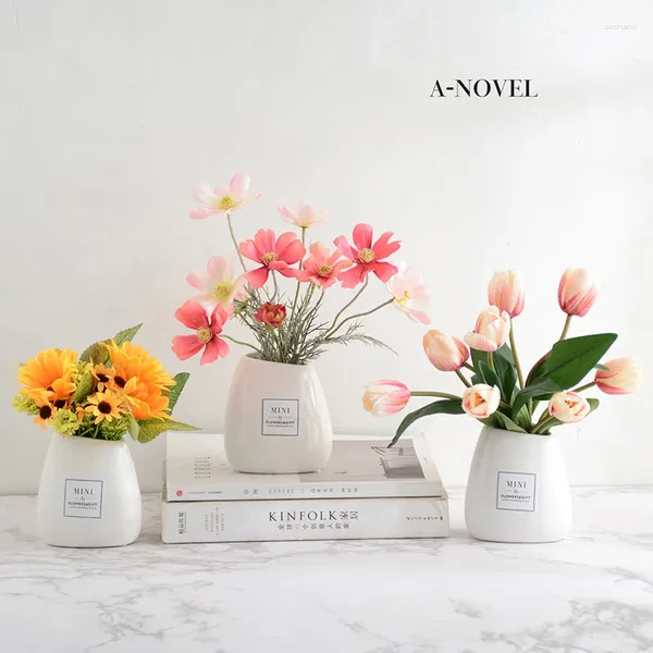 Vasen Sonnenblumen künstliche Blumen -Set Dekoration gefälschte Wohnzimmer Möbel Kunststoff Blumen kleiner Topf Pflanzentisch