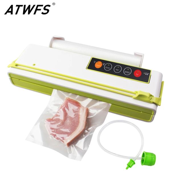 Máquina ATWFS Food Vacuum Sealer Packing Sealing Machine Cutting Cutting Vacum Bag 10pcs para economia de alimentos grátis