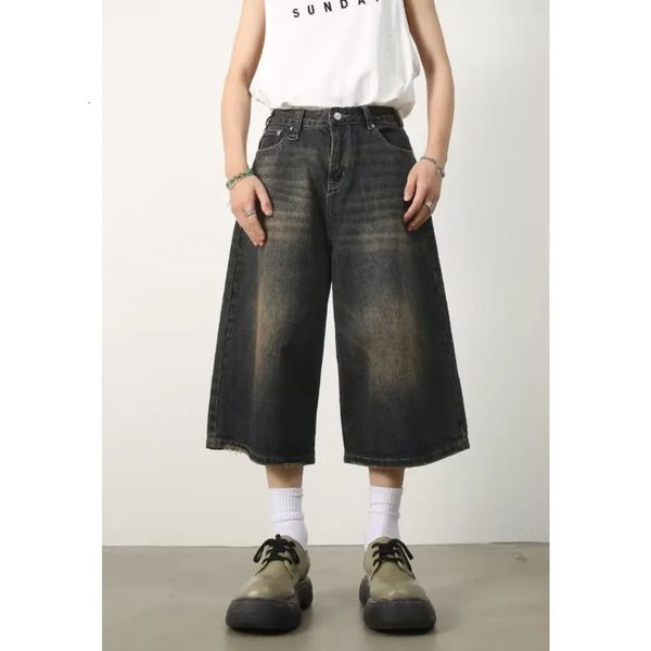 Y2K maschi vintage di jeans Fashion coreano harajuku pantaloni corti gamba estate solido colore streetwear pantaloni casual eleganti 240401