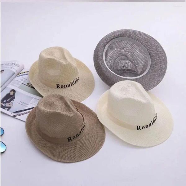 Beralar Koyu Renkli El Dokumalı Saman Kapağı Moda Caz Şapkası Erkek Kadın Plaj Seyahat Güneş Vizörleri Yaz Serin Casquette Western Cowboy