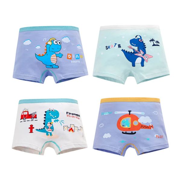 Shorts 4 -teilige Baby -Jungen Unterwäsche für Kinder Kleinkind Cartoon Flugzeug Dinosaurier Shorts Höschen Kinder Boxer unterpolieren für Teenager