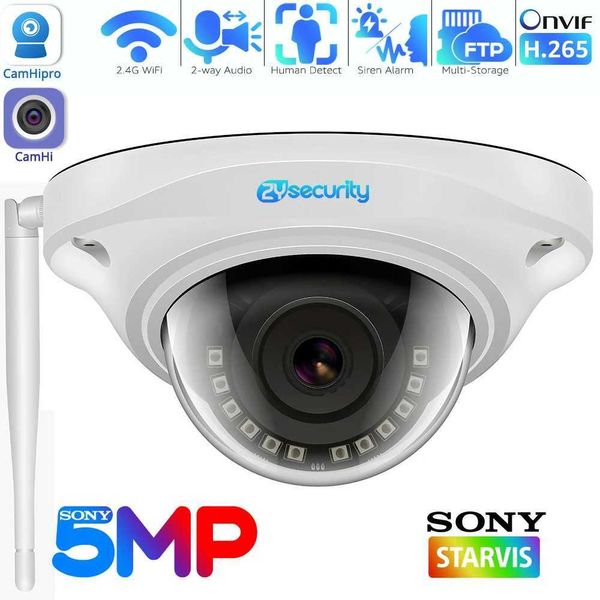 IP -камеры 5MP Wi -Fi Dome IP -камера VandalProsion Humanoid Detection CCTV Camera SD -карта H.265 Аудио видео наблюдения камеры Camhipro 24413