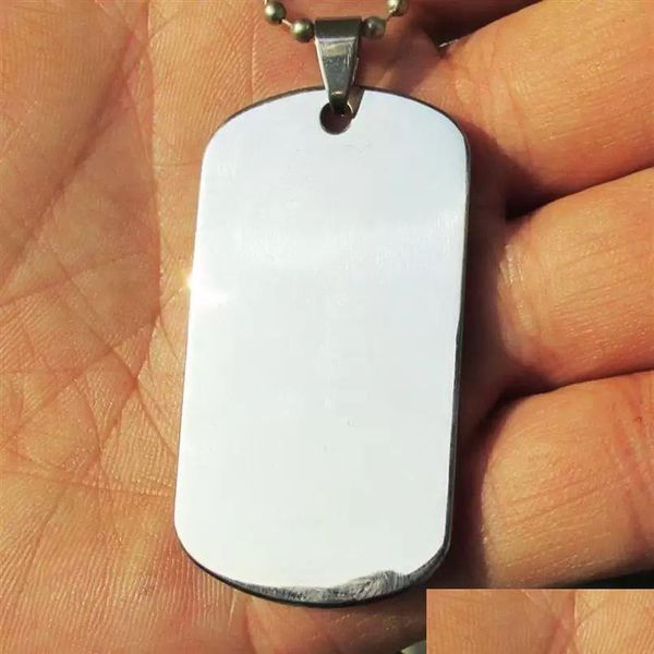 Tag de cachorro, cartão de identificação 100pcs/lote em branco aço inoxidável Exército Militar Exército Espelho Surface Laser Gravável Homens de moda pendentes Drop Delivery Dhbuv