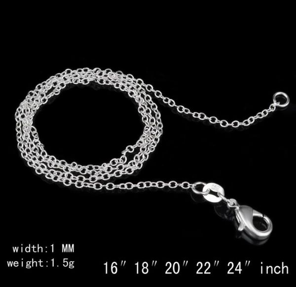 925 Colar de prata esterlina Rolo Quot O Quot Chain Colares Jóias 1mm 16039039 24039039 925 Silver DIY Chai2873857