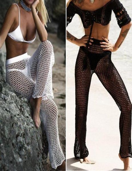 Örme Hollowout Plajı Balıkçılık Net Pantolon Kadınlar El Tığ işi plajı uzun güneş kremi pantolon seksi bikini mayoları7110771