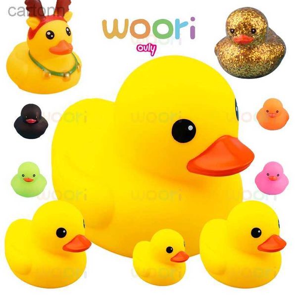 Brinquedos de banho Ovly Little Yellow Duck With Squeeze Bath Toy Toy Soft Float Future Duck Play Bath Bath Christmas Presente para crianças Baby 240413