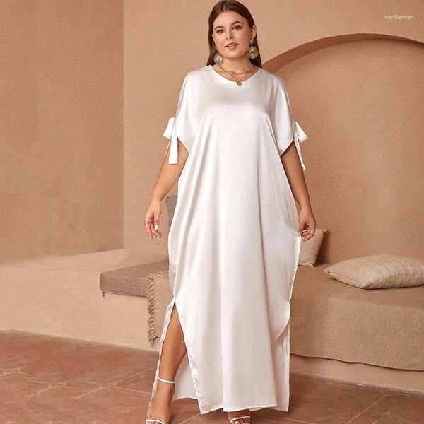 Partykleider Feste Farbe Elegant Kaftan Maxi Afrikanische Frau Abaya Kimono Boubou Sommer Casual Robe Kurzarm Cover up Beachwear