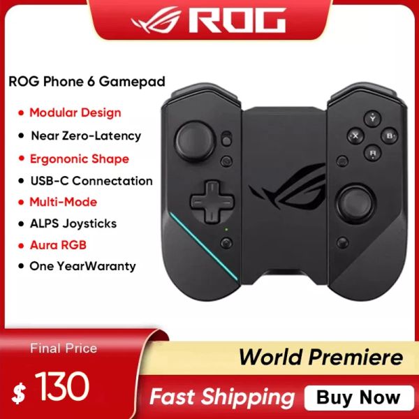 GamePads Asus Rog Kunai 3 GamePad Game Controller Suporte 200+jogos na Play Store 2,4 GHz Receptor USB Bluetooth para ROG 6 6Pro