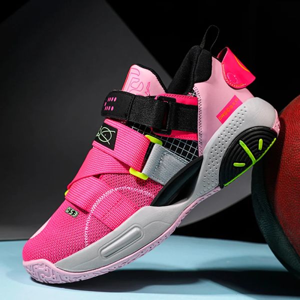Schuhe neue fashion rosa Basketballschuhe für Frauen Designer Haken und Loop -Sneaker Männer Innenausbildung Herren Sportbasketball -Sneaker