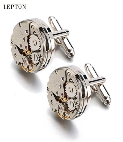 Men Business Watch Movement Cufflinks de links de manuseio imóveis para lepton steampunk de artigos de manuseio para homens Relojes gemelos D19015412338