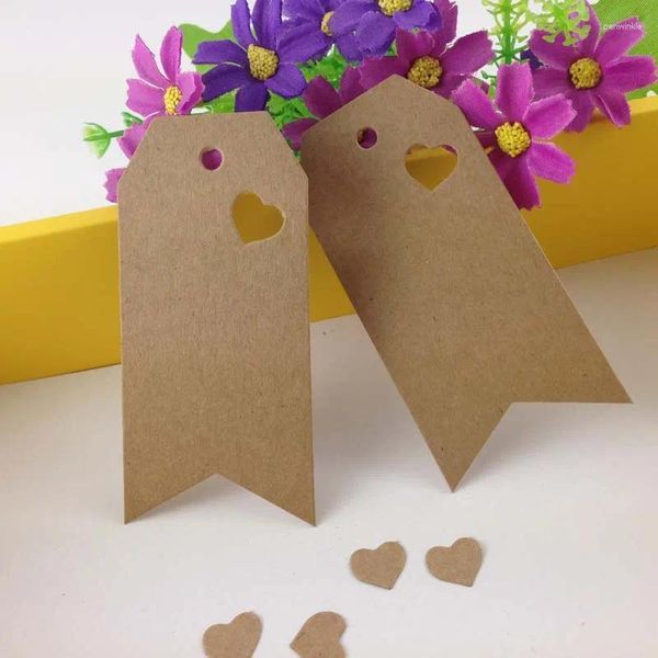 Decoração de festa 4.5 9,5cm 200pcs/lote kraft tags de papel marrom presente em branco cartão de casamento convites de casamento