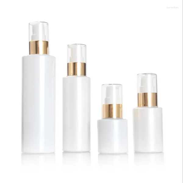 Bottiglie di stoccaggio flacone spray Cover oro forma rotonda pressa viaggi ricaricabili 8pc contenitore di imballaggio cosmetico vuoto