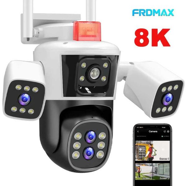 IP -камеры 8K 16MP Wi -Fi Camera 10x Zoom Zoom Four Lens Outdoor Security защита PTZ IP -камера Автоматическое отслеживание видеонаблюдения CCTV.