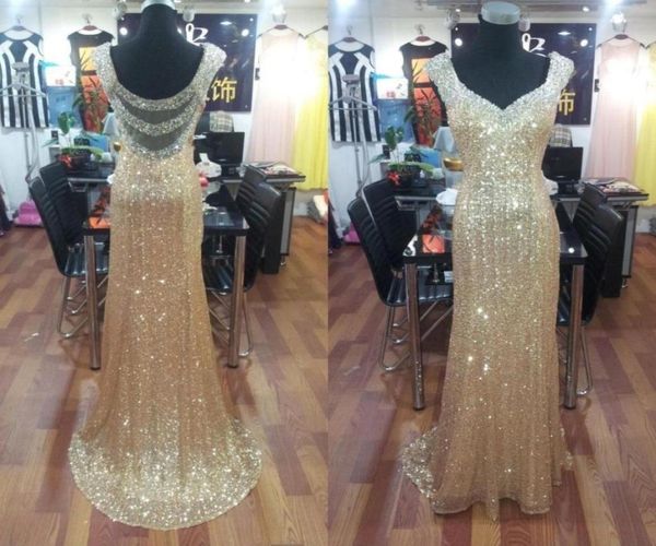 Billig rücken golden mermaid prom kleider 2018 long sexy nach hinten abendloser kleid schillern kristall formell feiern kleider rea6442707