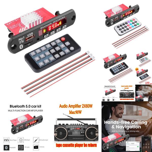 Yeni 2x60W Amplifikatör Araba Radyo Modülü Bluetooth Kablosuz Ses USB TF FM WMA MP3 Pansır