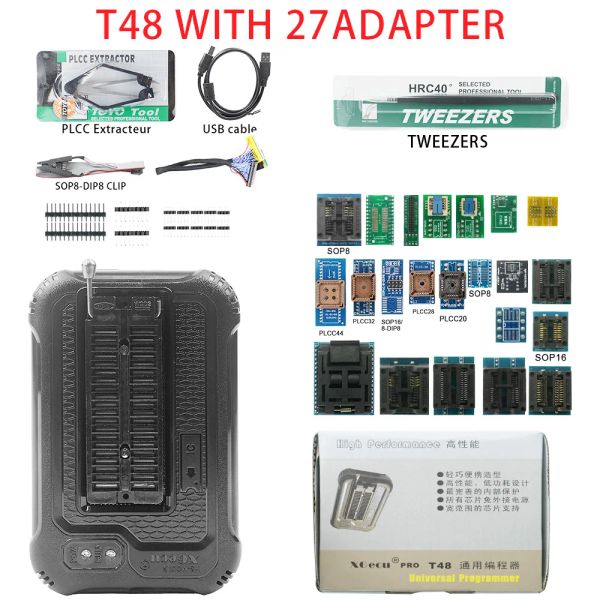 Calcolatori T48 Programmatore BIOS Minipro Universal+ 27 Articolo con adattatore NAND TL866 PIC Programmazione veloce Calcolatrice