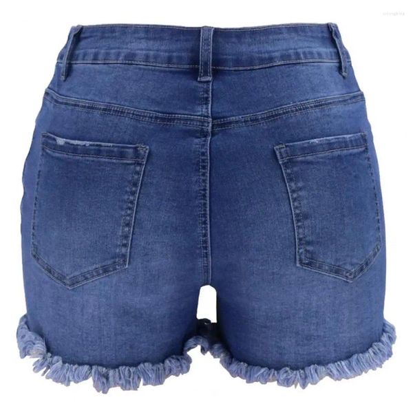 Shorts femminile Donne arrotolate orlo elegante in denim in vita alto con bordo strappato Multi tasche Slimt Fit per estate