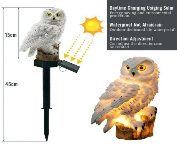 Owl Solar Light mit Solar -LED -Panel gefälschte Owl wasserdichte Solargartenleuchten Eul Ornament Tier Vogel im Freien Gartenlampen 4052519