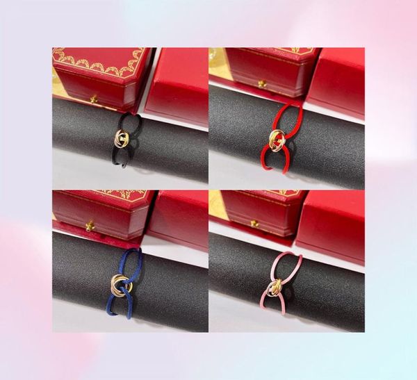 Bracelets de charme Jóias de amantes da moda 23 cores tecem algodão corda clássica tricolor pulseira de aço inoxidável para homens para homens 6552290