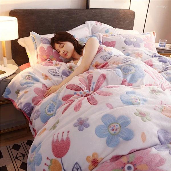 Bedding define o calor de lã de cordeiro grosso núcleo de colcha de lã de lã de lã de lã de neve de veludo de vidro de inverno duplo duplo