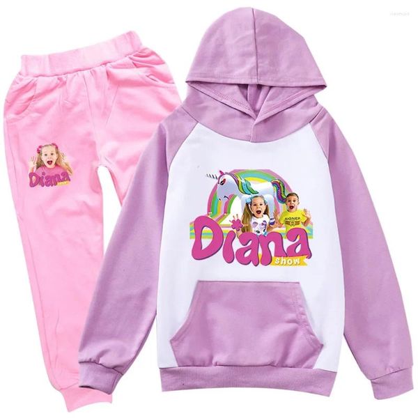 Roupas Conjuntos Diana y Roma show Hoodie garotas de bebê adorável roupas crianças desenhos animados esportes meninos pulôver moletons calças 2pcs