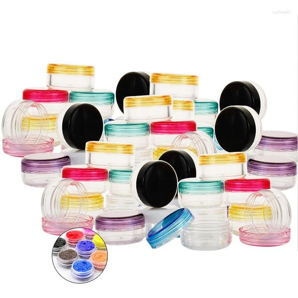 Garrafas de armazenamento 35/70/105pcs recipiente vazio panela redonda garrafa de 3g para maquiagem para os olhos em pó de prego em pó de plástico jarro de lábio cosmético