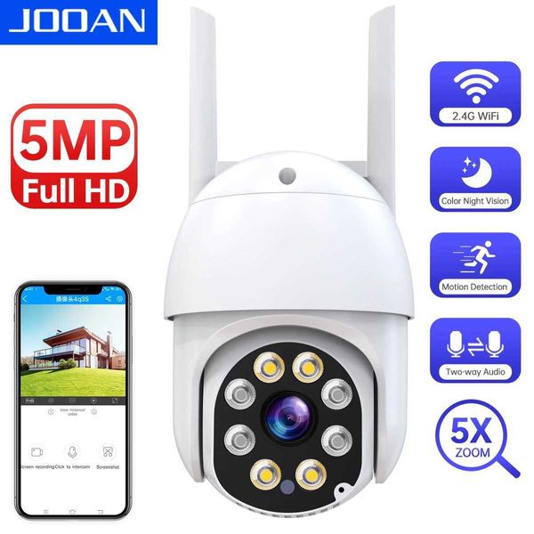 Câmeras IP Jooan 5MP 3MP PTZ Wi -Fi Câmera externa Câmera IP IP Night Night Rastreamento de câmeras de vigilância da rua Câmera CCTV Câmera 240413