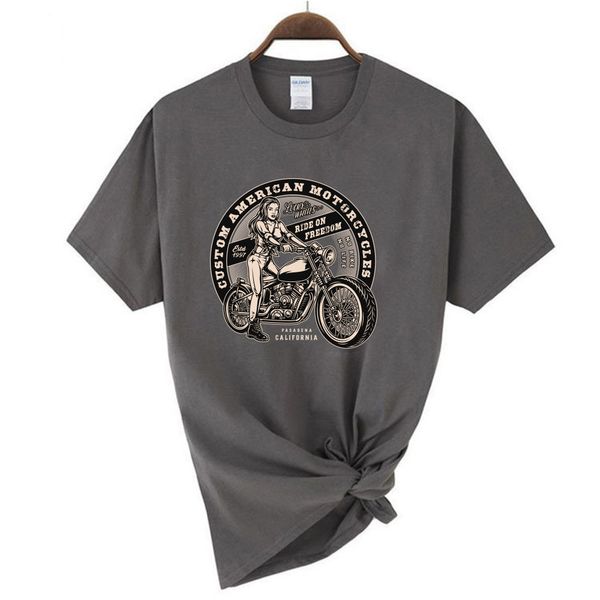 T-shirt di dimensioni asiatiche di estate guidano la classica motocicletta per moto vintage top casual tops hip hop boy ride tees