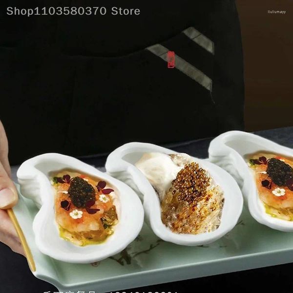 Placas 1pc Irregular Ceramic Plate Oyster em forma de sobremesa Snack bandeja jantar decorativo