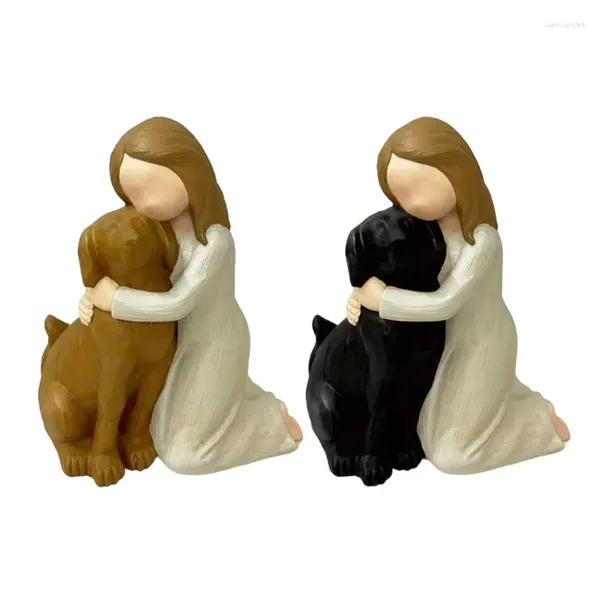 Figurine decorative da ragazza e cane amicizia statue statue Memoriali per animali domestici per cani e9ld