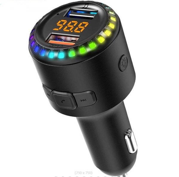 Bluetooth 50 EDR CAR FM TRANSMENTE sem fio Hands Chamada MP3 Player 7 Color RGB Lights 2 USB Charging Charge Acessórios de carro 3612033